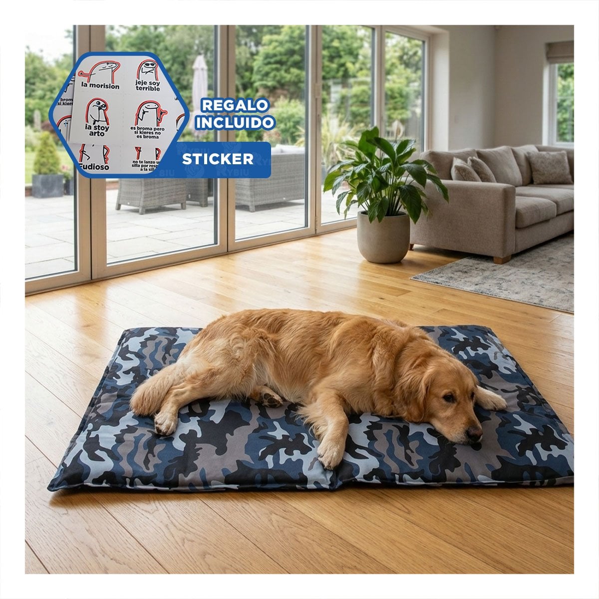 CARPETA LIGERA QUE EVITA QUE TU MASCOTA PASE CALOR 81X96CM XL MILITAR Y+REGALO STICKER - 1