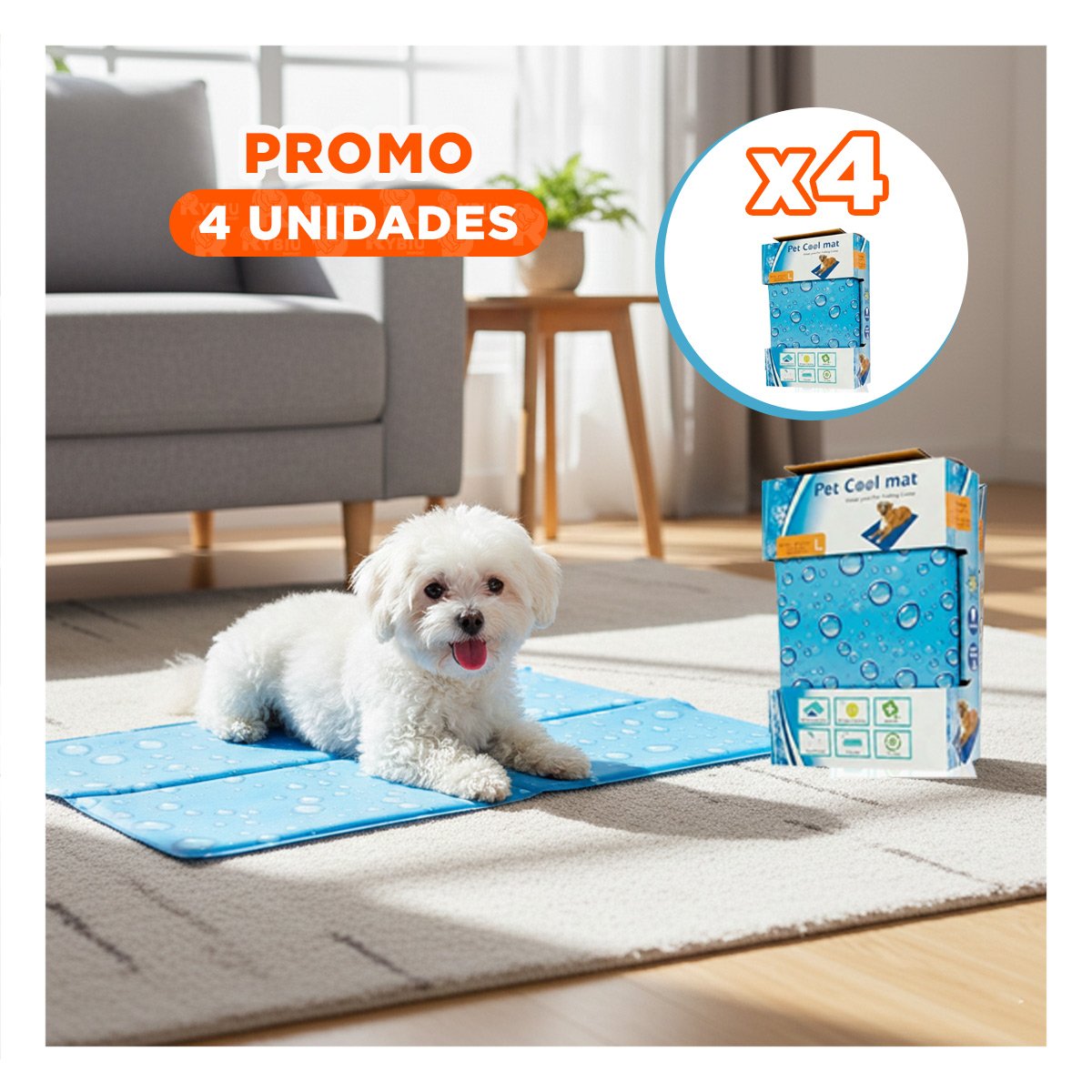 PACK4 BASE ELABORADA PARA PISO O JAULA PATRON BURBUJA 50X90CM L CELESTE - 1