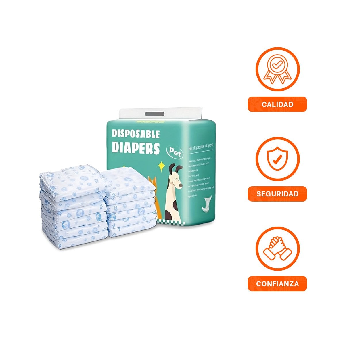 CAPA DESECHABLE AJUSTABLE QUE FACILITA USO DIARIO DEL PERRO MACHO XL VERDE Y+LIGAS REGALO - 3