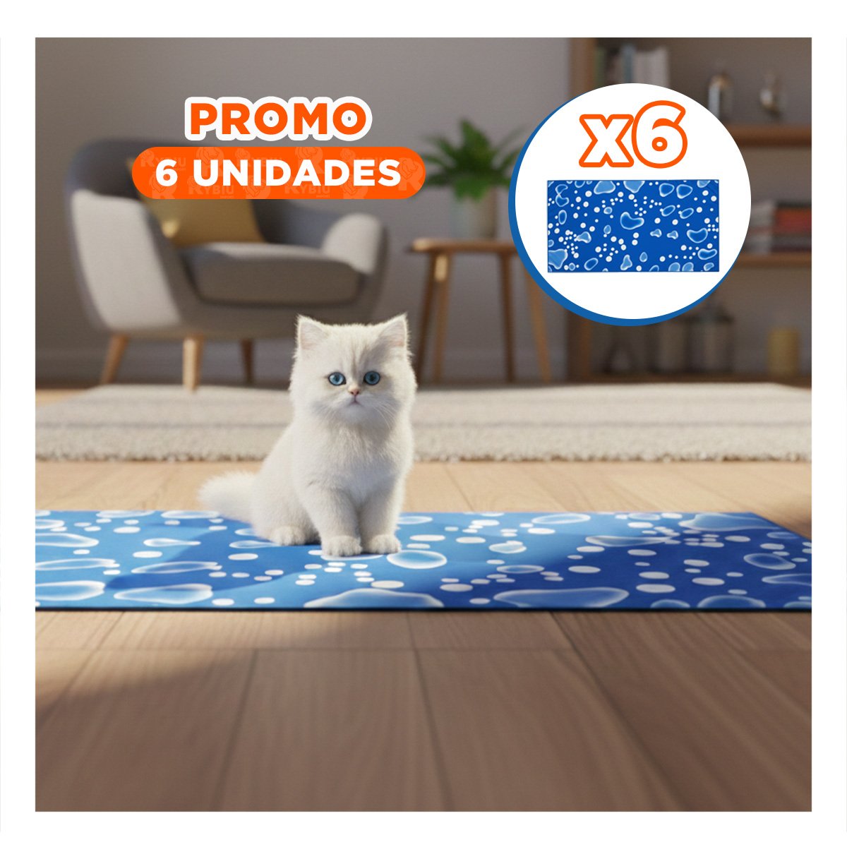 PACK6 ESTERA PRACTICA PARA USO DIARIO 50X90CM L AZUL ESTILO BURBUJAS Y+REGALO STICKER - 1