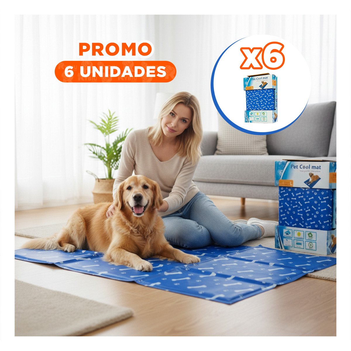 PACK6 TAPIZ QUE AYUDA A REGULAR LA TEMPERATURA DISENO HUESITOS 50X90CM L AZUL Y+REGALO STICKER - 1