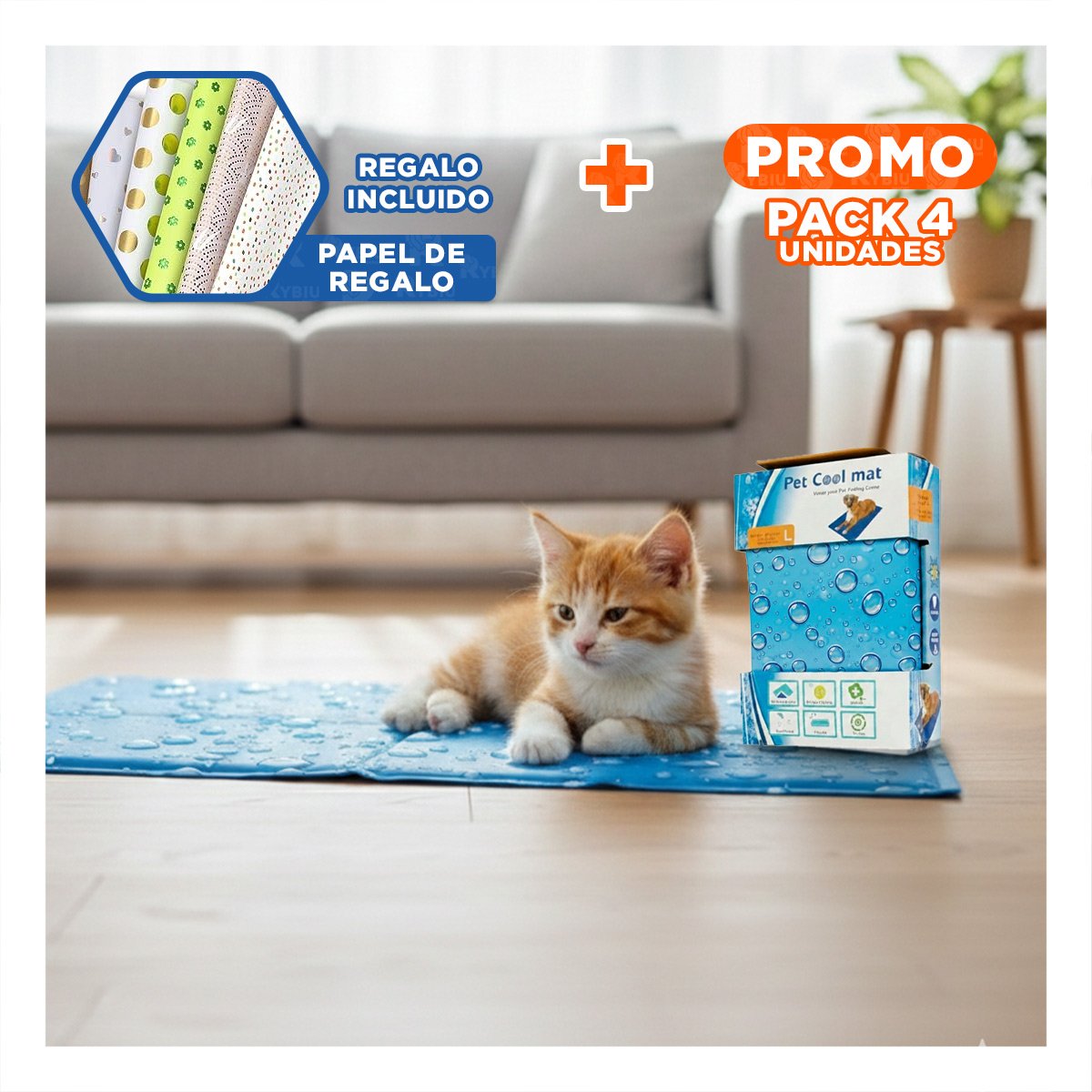 PACK4 BASE RESISTENTE PARA USO CONSTANTE PATRON BURBUJA 50X90CM L CELESTE Y+PAPEL REGALO - 1