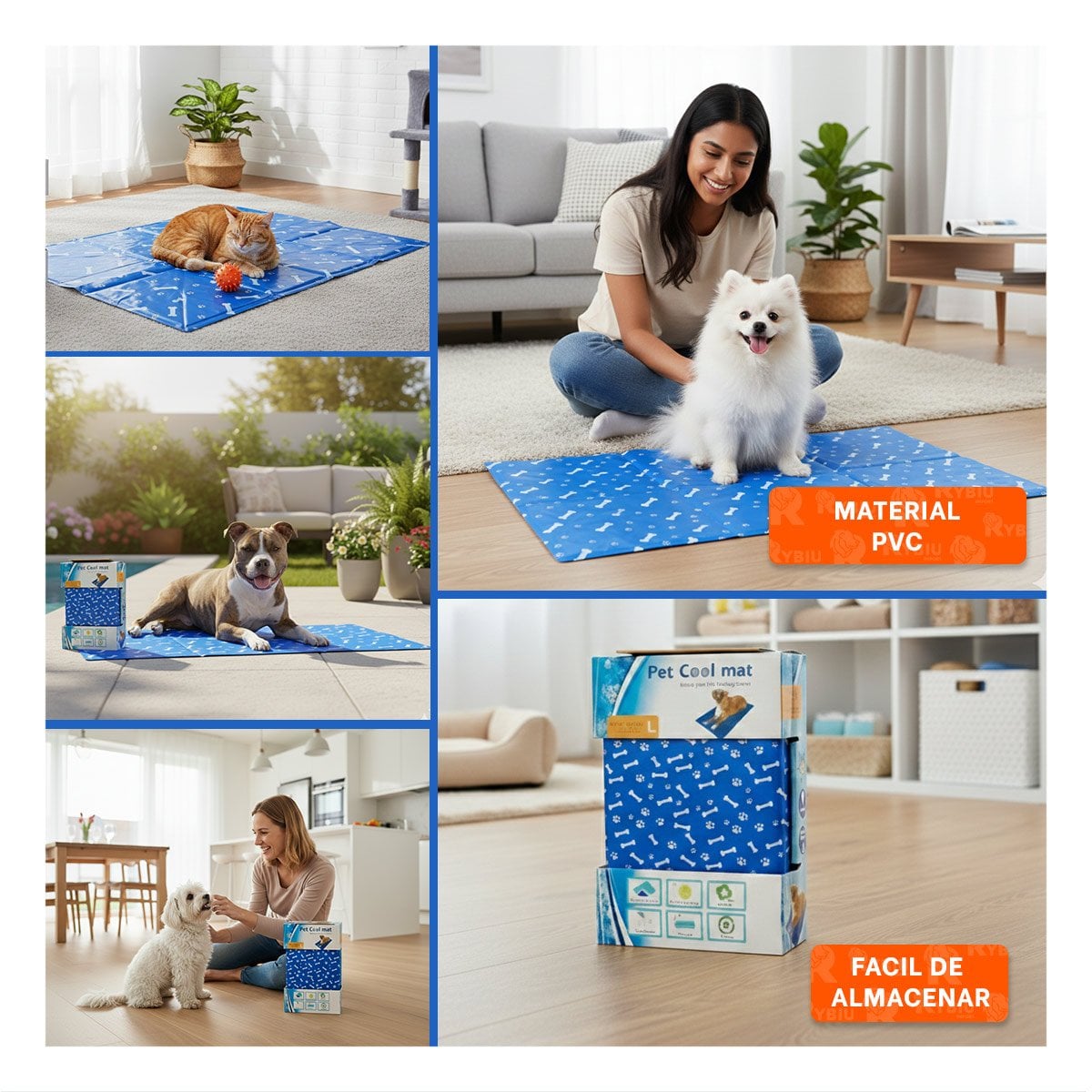PACK2 SUPERFICIE AMPLIA PARA PERRO EN CASA PATRON HUESITOS 50X90CM L AZUL Y+PAPEL REGALO - 3