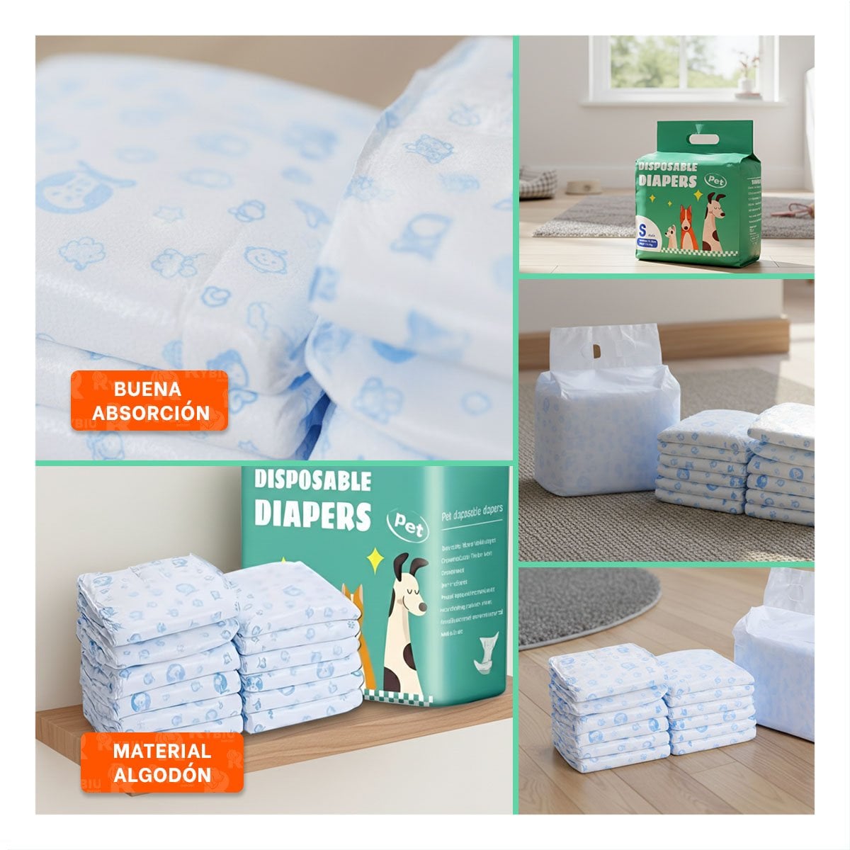 PACK4 FORRO COMODO QUE FACILITA LIMPIEZA MASCOTA MACHO S VERDE Y+REGALO STICKER - 2