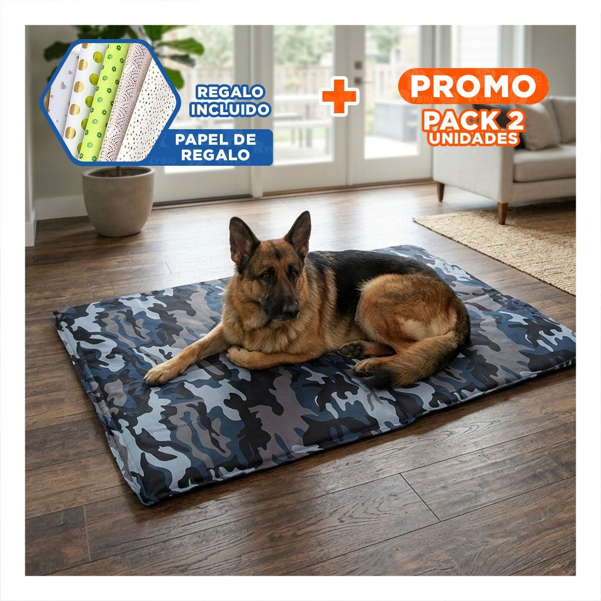 PACK2 CUBREPISO QUE EVITA EL CALOR DURANTE DIAS CALIDOS 81X96CM XL MILITAR Y+PAPEL REGALO - 1