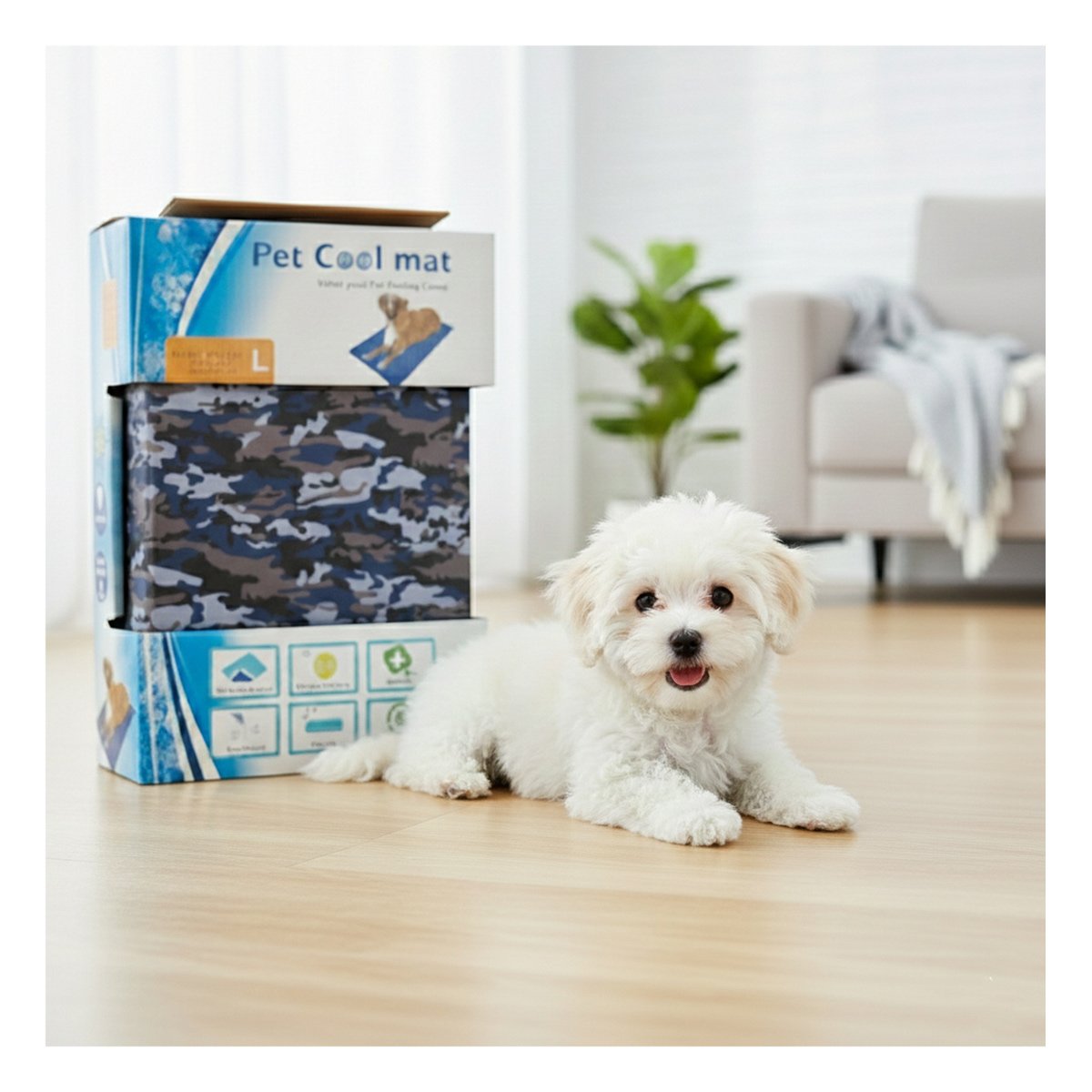 PACK4 MANTA REFRESCANTE PARA COMODIDAD DE PERRO O GATO L 50X90CM MILITAR Y+REGALO STICKER - 5