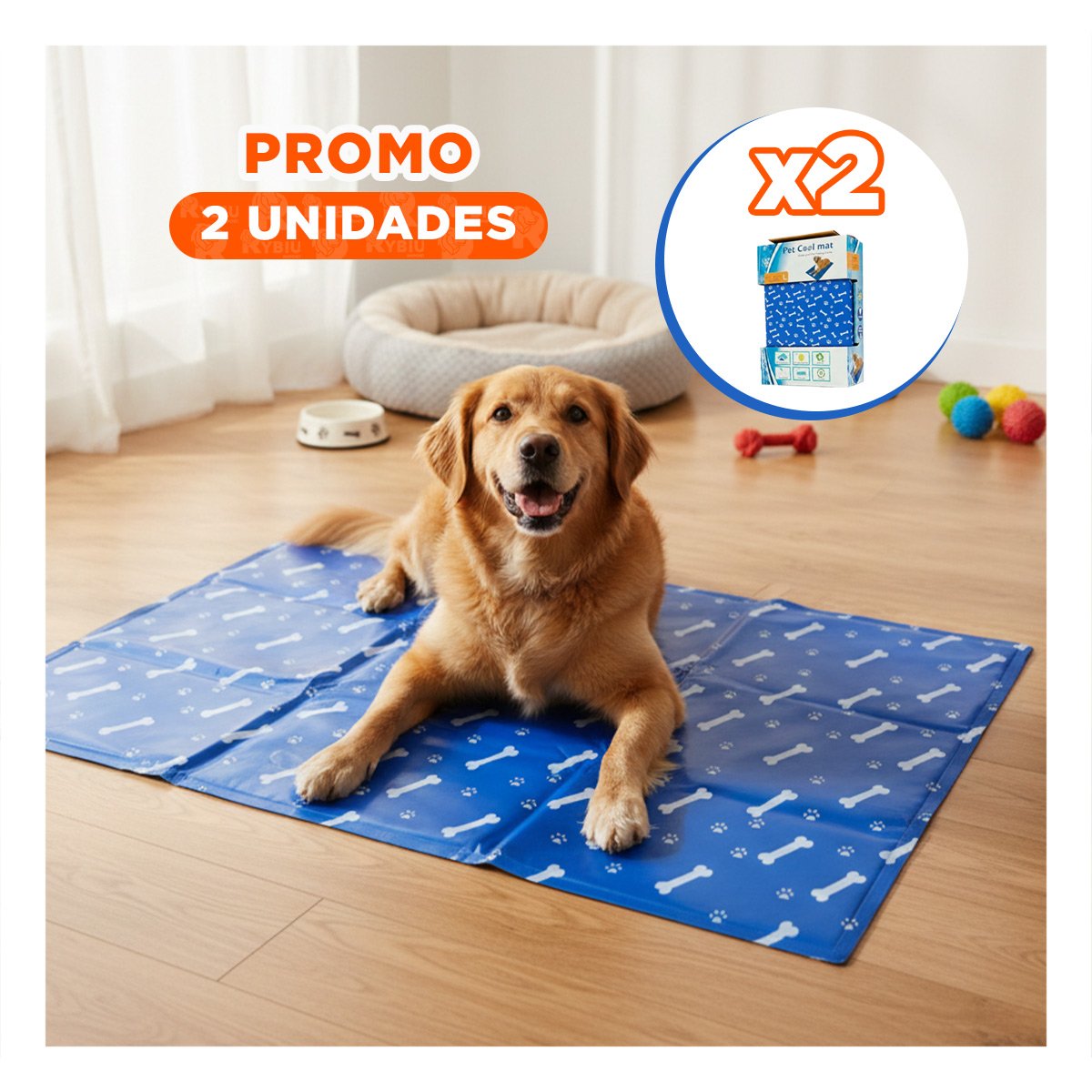 PACK2 SUPERFICIE PARA GATO PARA ZONA FRESCA ESTILO HUESITOS 50X90CM L AZUL Y+REGALO STICKER - 1