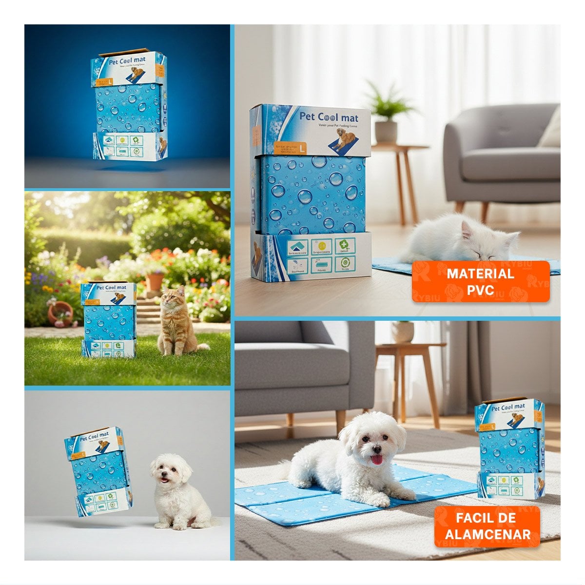 SUPERFICIE COMODA PARA MASCOTAS GRANDES PATRON BURBUJA 50X90CM L CELESTE Y+POST IT - 1