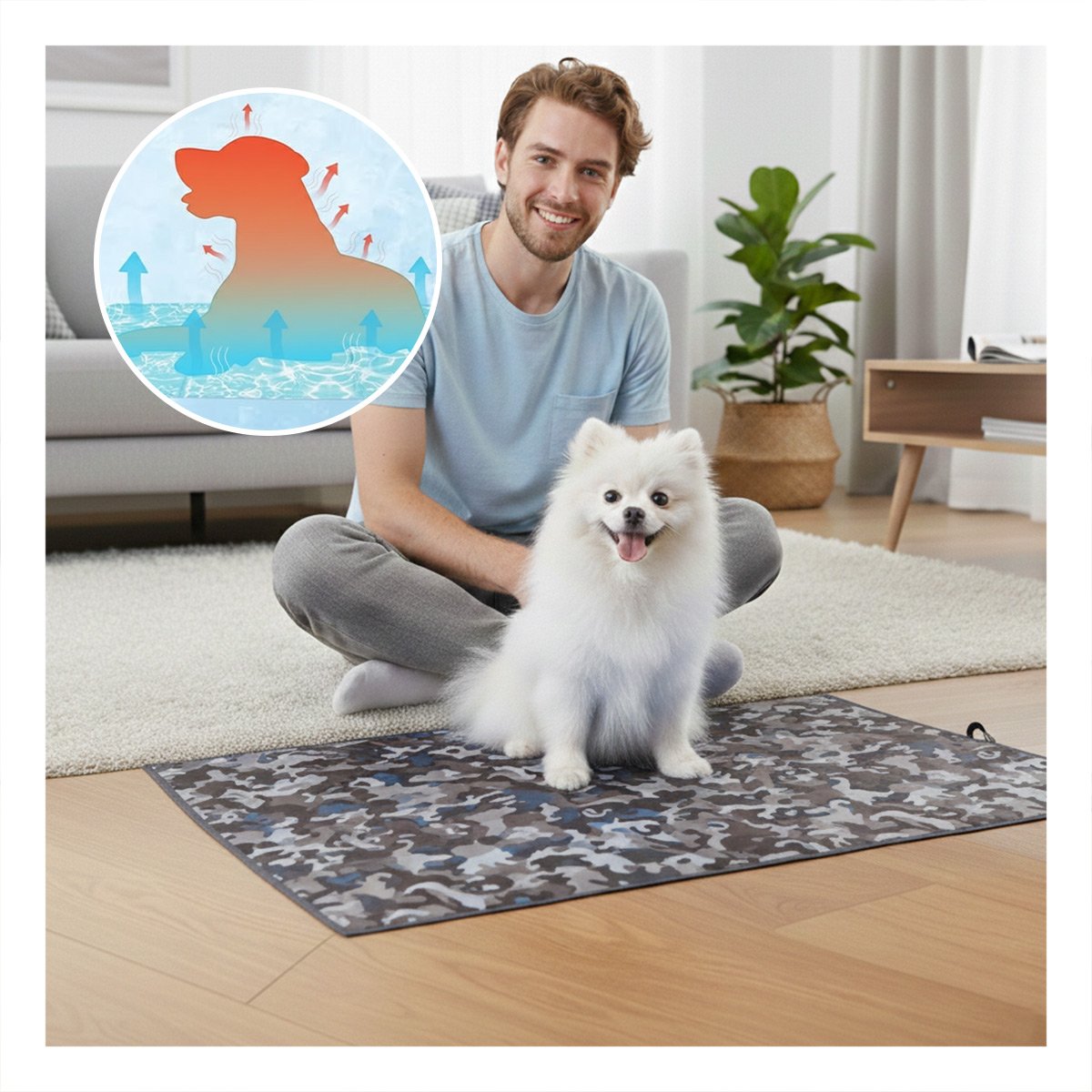PACK4 CAMA PARA MASCOTAS DISEÑADA PARA OFRECER DESCANSO FRESCO Y SEGURO L 50X90CM MILITAR - 5