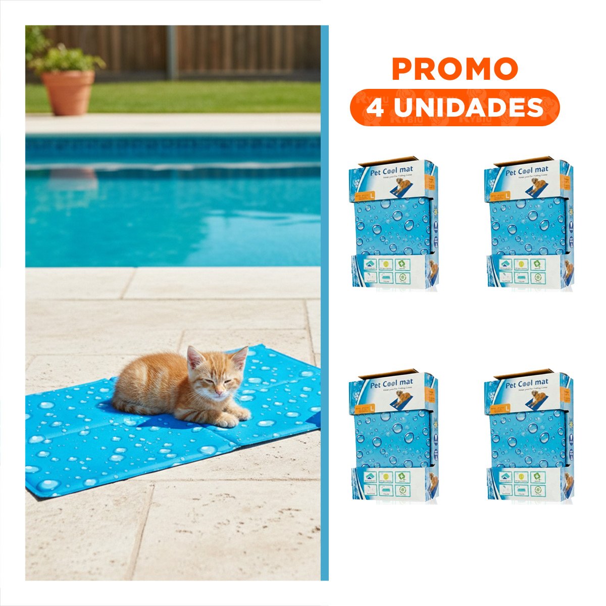 PACK4 COLCHONETA CON SISTEMA DE ENFRIAMIENTO PATRON BURBUJA 50X90CM L CELESTE Y+REGALO STICKER - 1