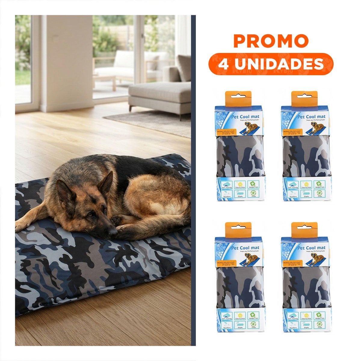 PACK4 TAPIZ PARA MASCOTAS QUE DISFRUTAN DEL HOGAR 81X96CM XL MILITAR Y+REGALO STICKER - 1