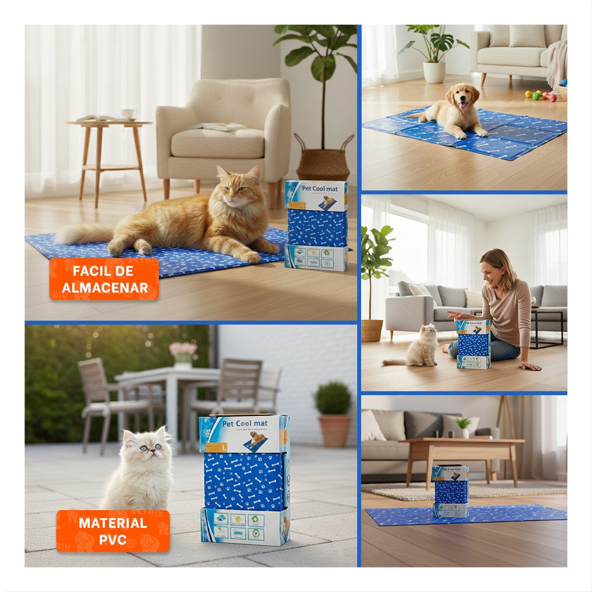 PACK4 TAPIZ CON SISTEMA DE ENFRIAMIENTO ESTAMPADO HUESITOS 50X90CM L AZUL Y+REGALO STICKER - 2