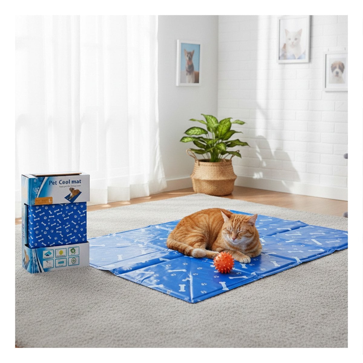 PACK4 TAPIZ CON SISTEMA DE ENFRIAMIENTO ESTAMPADO HUESITOS 50X90CM L AZUL Y+REGALO STICKER - 3