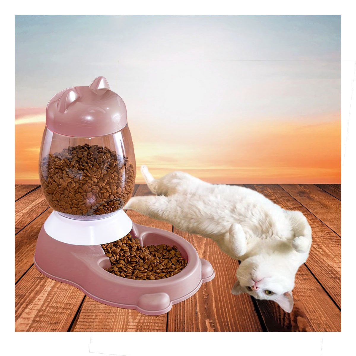 PACK6 FUENTE ROSADO CON BIDON AUTOMATICO EN GATO PARA MASCOTAS COMODAS Y+PAPEL REGALO - 2