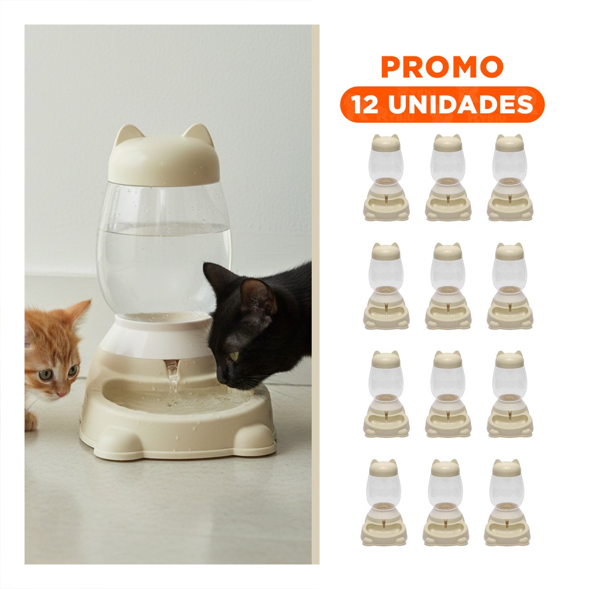 PACK12 FUENTE LIGERA BEIGE CON BIDON AUTOMATICO Y GATO PARA MEJOR COMODIDAD Y+REGALO STICKER - 1