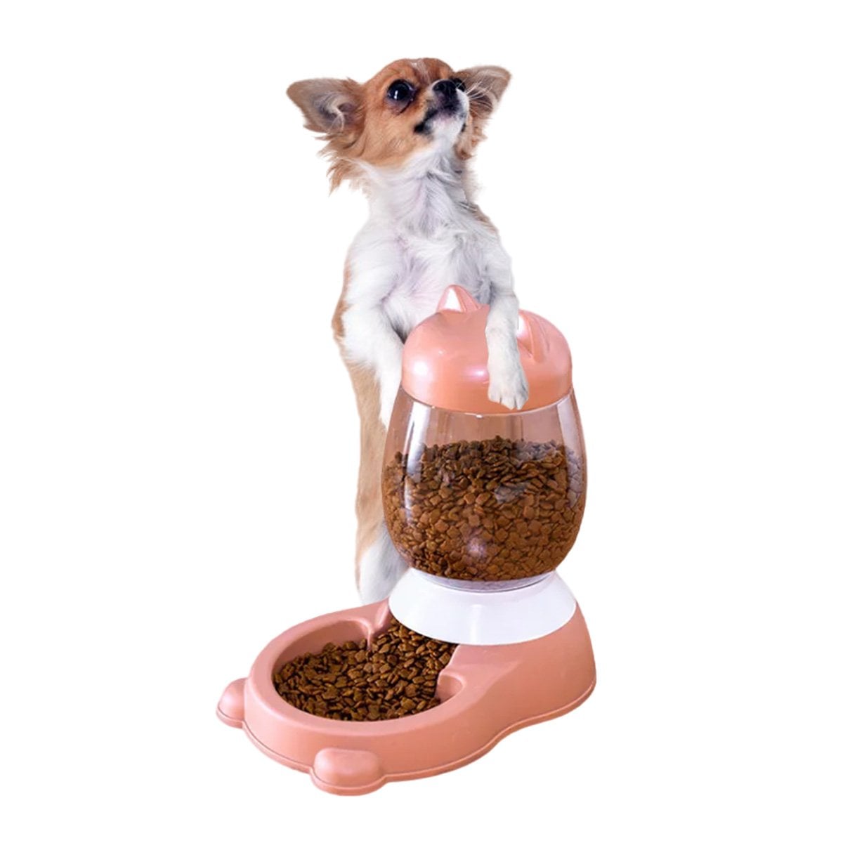 DISPENSADOR COMPACTO AUTOMATICO DE GATO CON BIDON ROSADO PARA AMBIENTES CLAROS Y+REGALO STICKER - 3