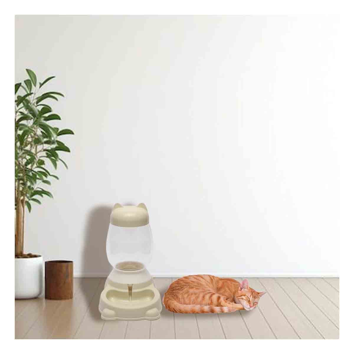 PACK2 COMEDERO PEQUENO BEIGE CON BIDON DE GATO AUTOMATICO EN RINCONES SEGUROS Y+REGALO STICKER - 5
