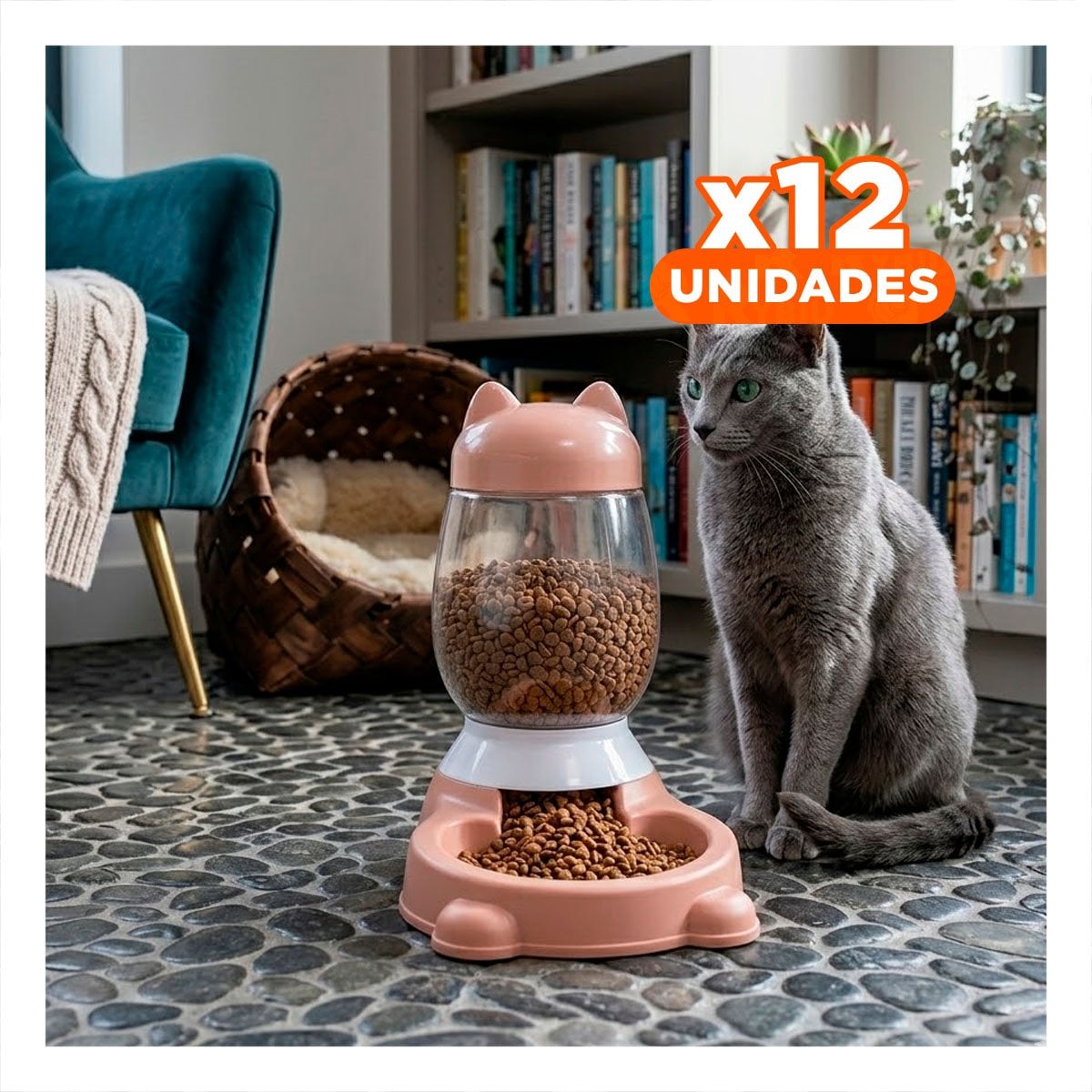 PACK12 FUENTE PEQUENA ROSADO CON BIDON EN GATO AUTOMATICO PARA RINCONES TRANQUILOS - 1