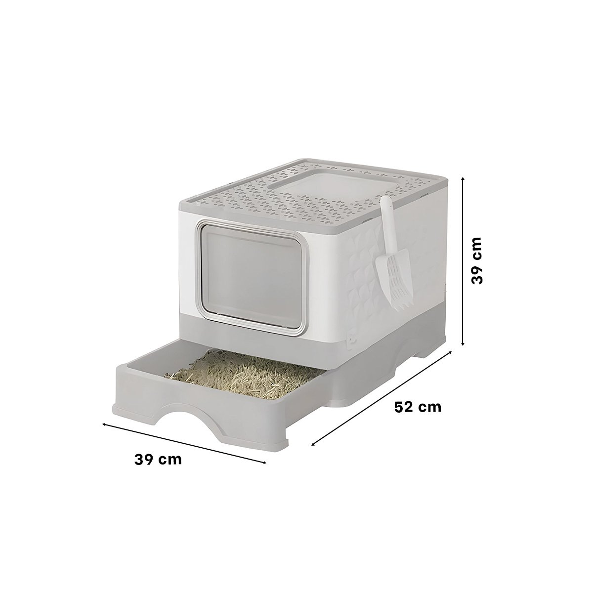 PACK4 CONTENEDOR CON COMPARTIMENTO Y BANDEJA SUPERIOR PARA HIGIENE FELINA EN PLOMO - 4