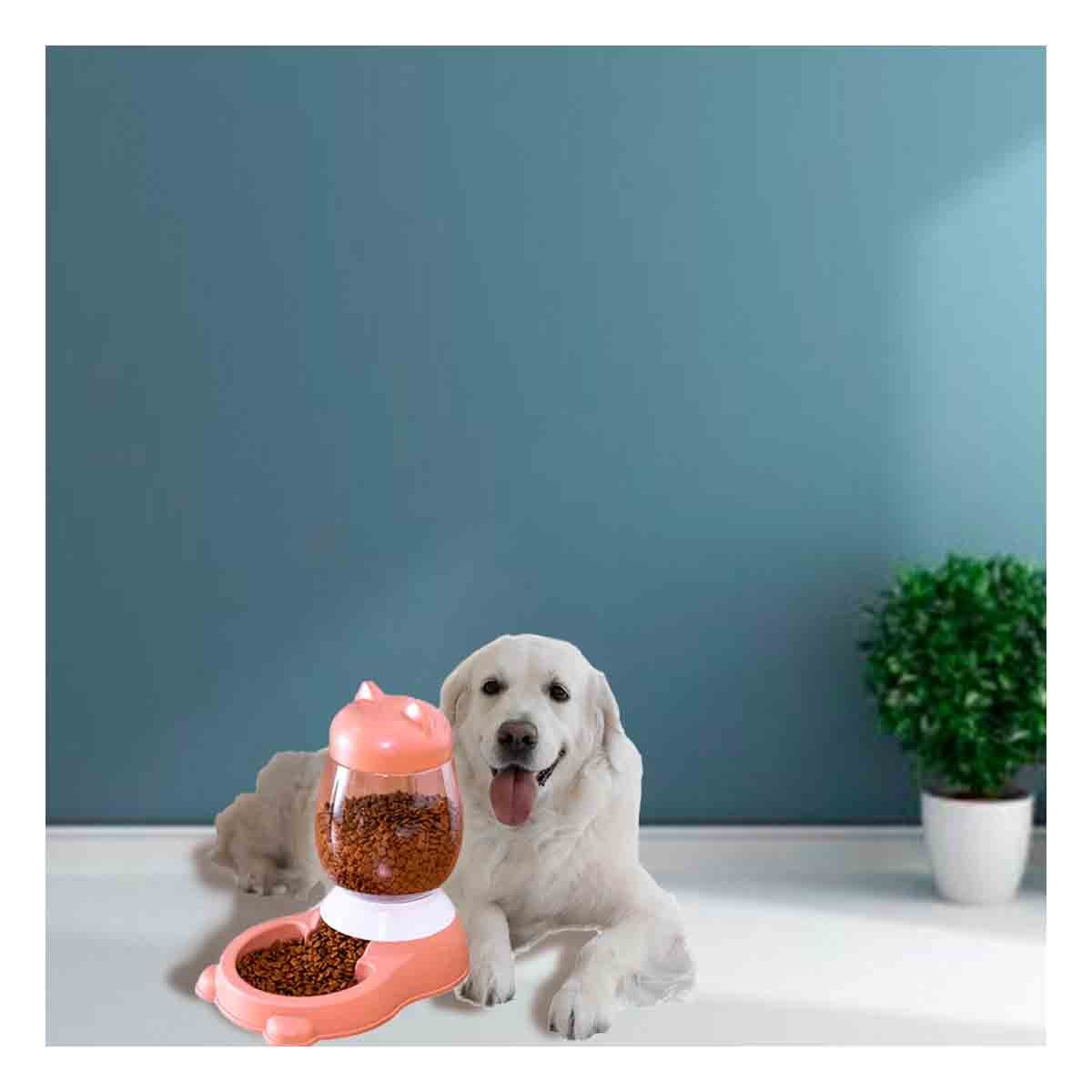 PACK4 COMEDERO COMPACTO AUTOMATICO ROSADO CON BIDON EN GATO PARA ESPACIOS HABITUALES - 3
