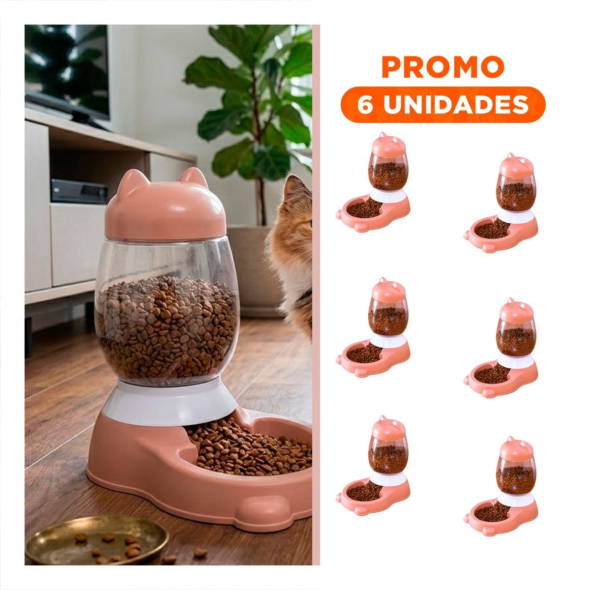 PACK6 RECIPIENTE COMPACTO ROSADO CON BIDON Y GATO AUTOMATICO PARA ZONA SEGURA - 1