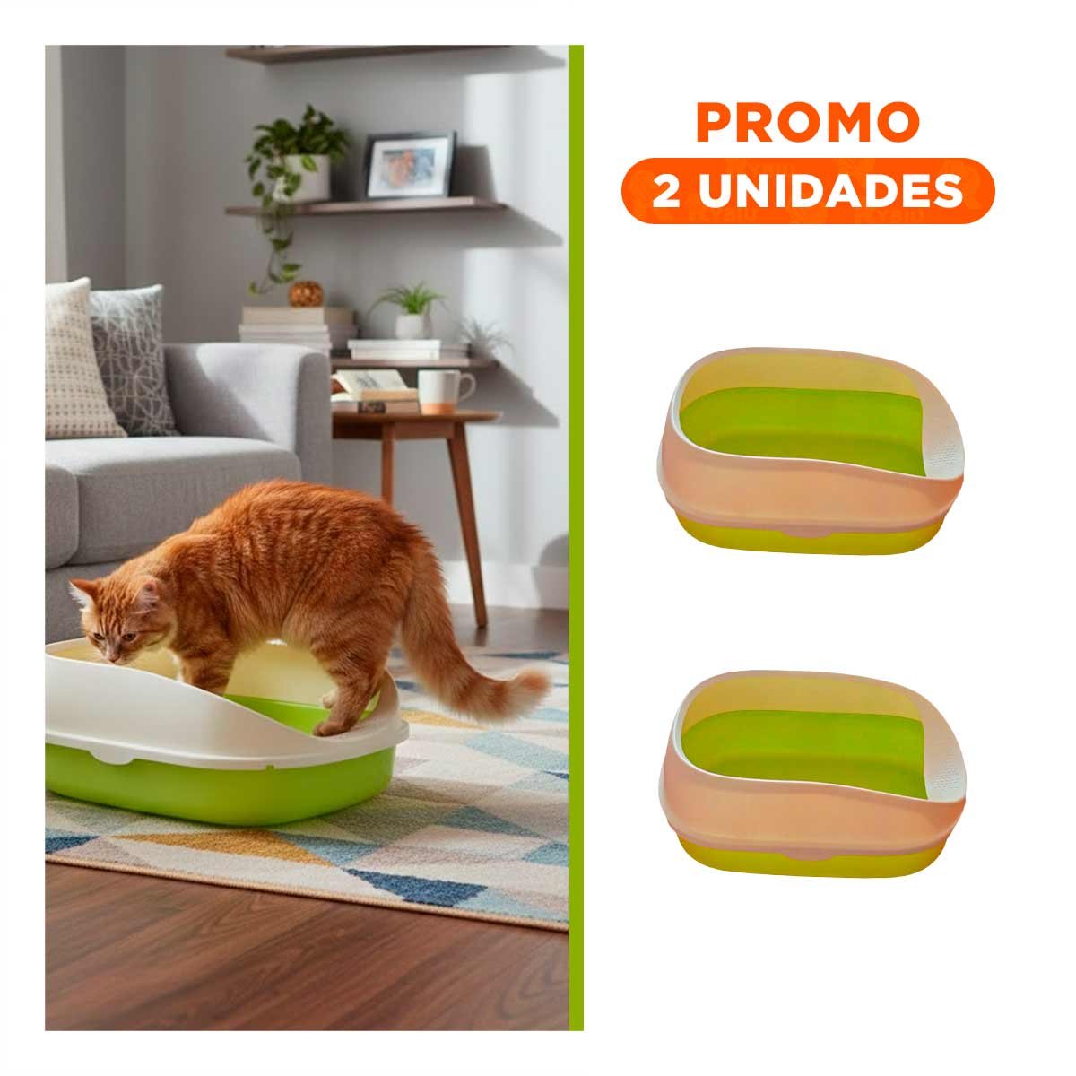 PACK2 ARENERO VERDE CON DIMENSIONES 53X37X22CM Y PALA CERNIDORA CON LADOS MEDIOS ALTOS - 1