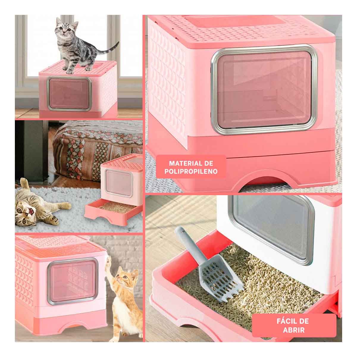 PACK2 ARENERO EN ROSADO CON PALA Y BANDEJA INTEGRADA PARA COMODIDAD DE GATOS Y+PAPEL REGALO - 3