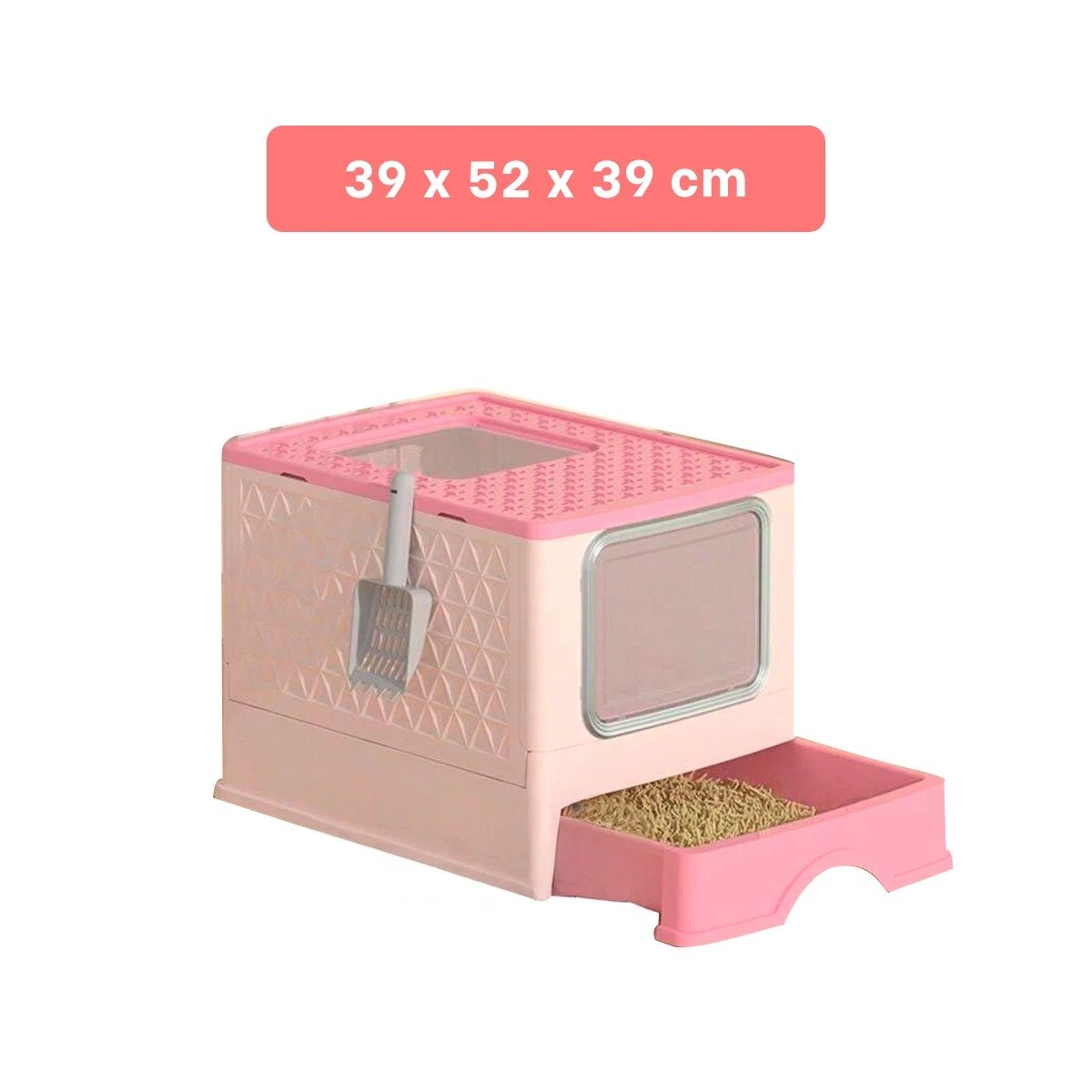 PACK2 ARENERO EN ROSADO CON PALA Y BANDEJA INTEGRADA PARA COMODIDAD DE GATOS Y+PAPEL REGALO - 4