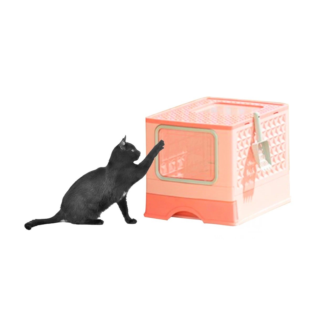 PACK4 ARENERO EN COLOR ROSADO CON PALA COMBINADA Y BANDEJA EXTRAIBLE PARA GATOS Y+PAPEL REGALO - 3
