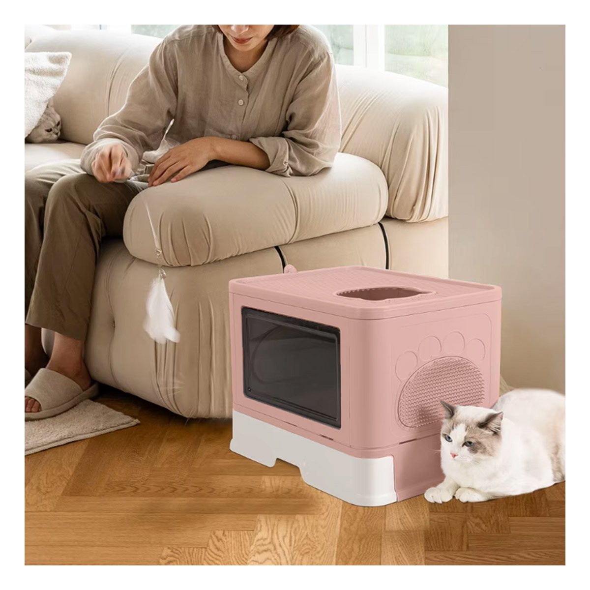 CUBETA EN COLOR ROSADO CERRADA CON TABLERO PARA RASCAR Y BANDEJA EXTRAIBLE Y+LIGAS REGALO - 2