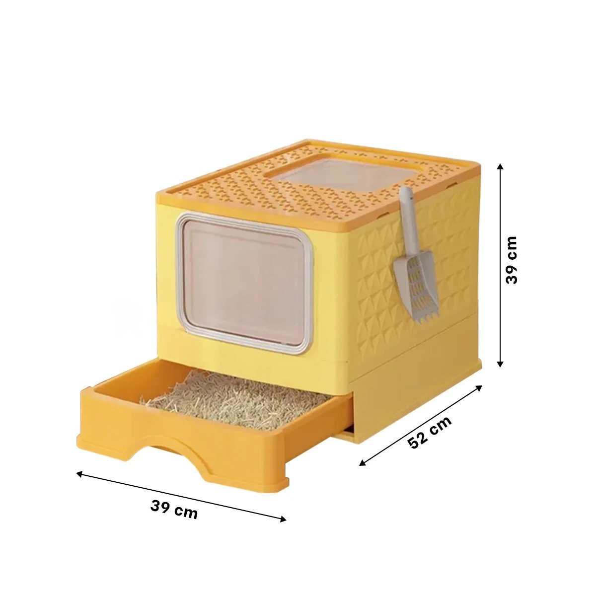 PACK4 CAJA EN AMARILLO CON PALA COMBINADA Y SISTEMA COMPACTO DE BANDEJA Y+REGALO STICKER - 4