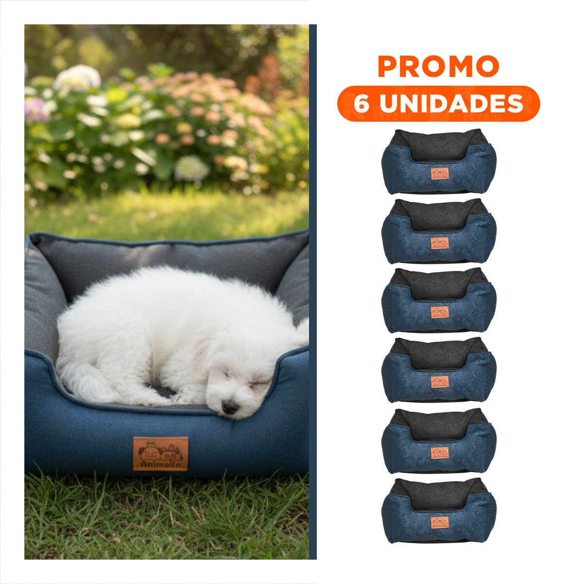 PACK6 CAMA DE TALLA S EN COLOR AZUL LABRADO CENTRO NEGRO PARA MASCOTAS COMODA PARA MASCOTAS - 1