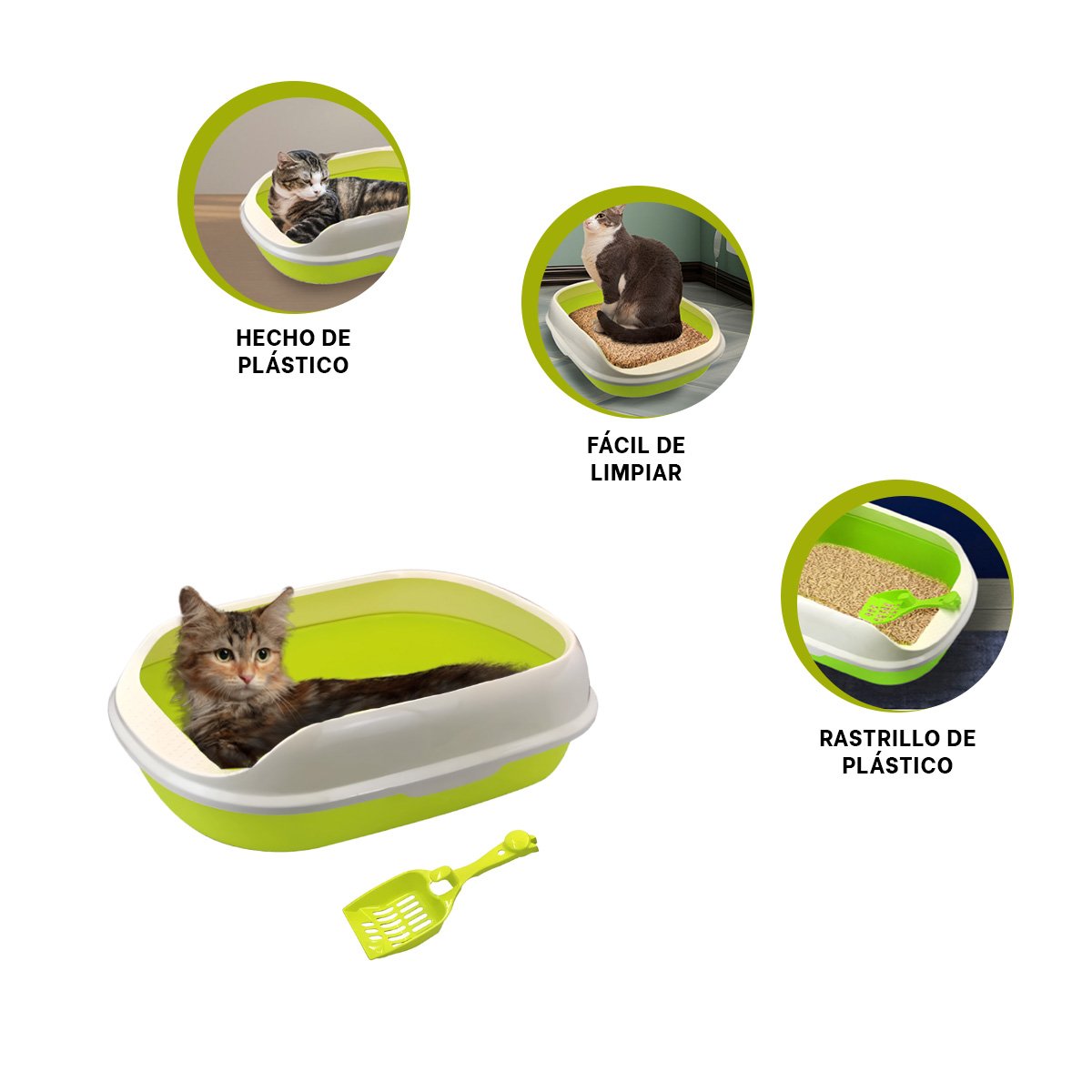 CONTENEDOR CON PALA CERNIDORA Y LADOS MEDIOS ALTOS DE 47X33X18CM PARA MASCOTAS Y+LIGAS REGALO - 3