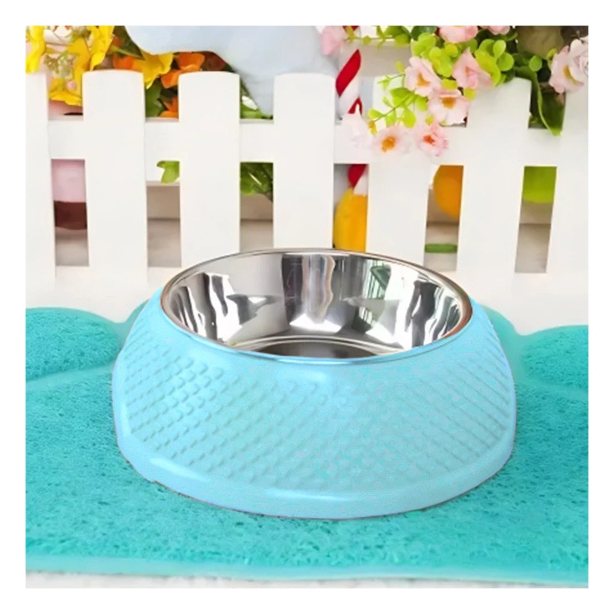 PACK4 PLATO DE ACERO CELESTE PASTEL CON CORAZONES EN RELIEVE Y DESMONTABLE INTEGRADO - 2