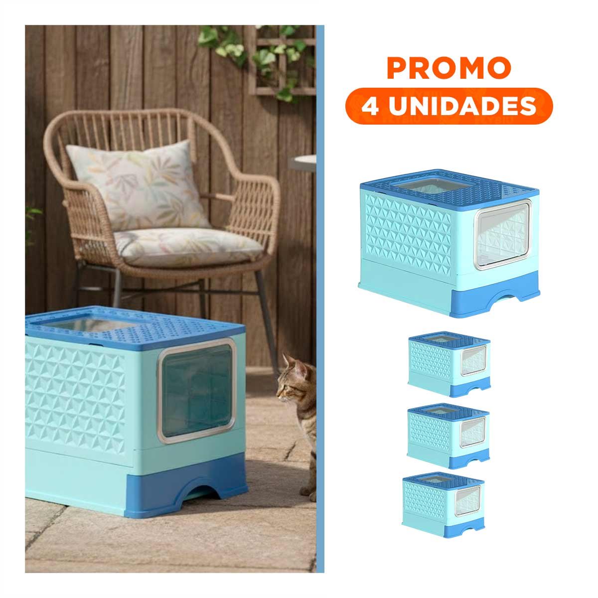 PACK4 CAJA EN CELESTE CON PALA COMBINADA Y SISTEMA COMPACTO DE BANDEJA Y+REGALO STICKER - 1