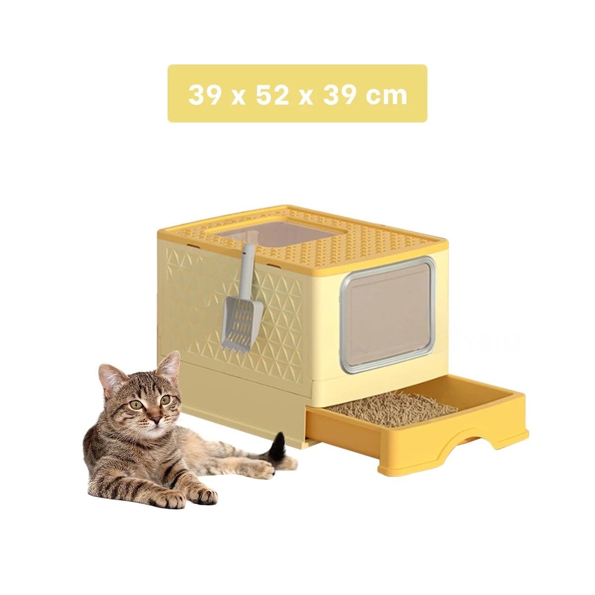 PACK2 ARENERO CON BANDEJA DESMONTABLE Y COMPARTIMENTO PARA ACCESORIOS EN COLOR AMARILLO - 4