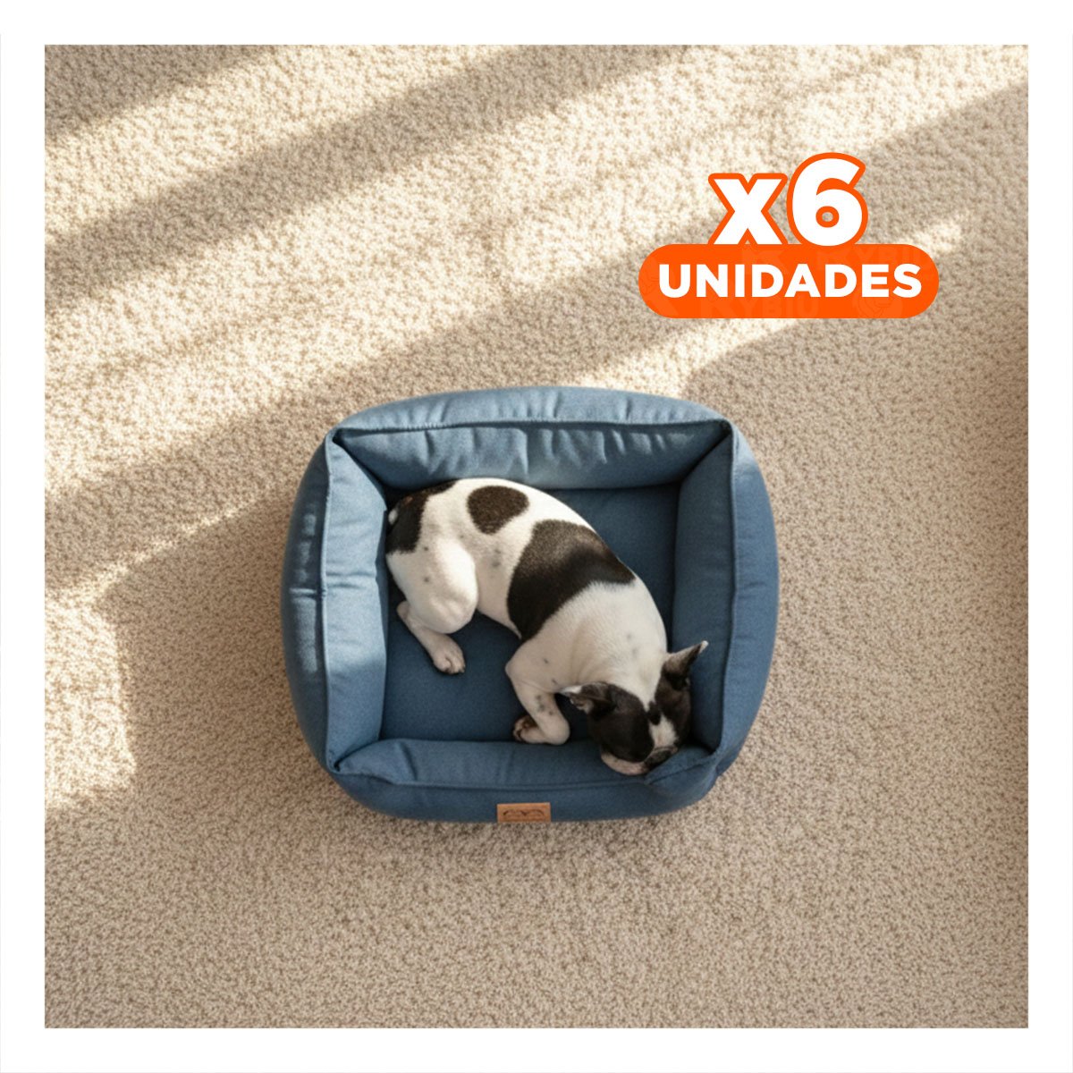 PACK6 CAMA EN COLOR COMPLETO DE AZUL LABRADO PARA MASCOTAS Y DE TALLA S Y+REGALO STICKER - 1