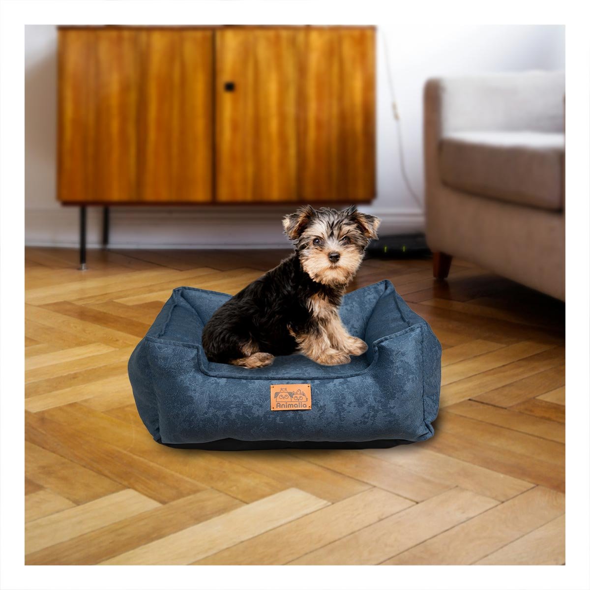 COLCHONETA PARA MASCOTAS DE TALLA S CON EN COLOR COMPLETO DE AZUL LABRADO FACIL DE USAR - 1