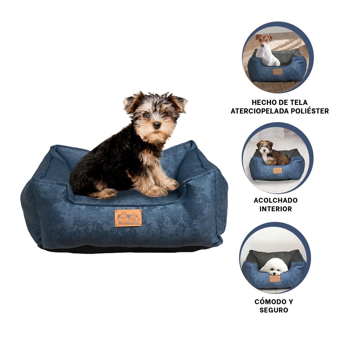 COLCHONETA PARA MASCOTAS DE TALLA S CON EN COLOR COMPLETO DE AZUL LABRADO FACIL DE USAR - 3