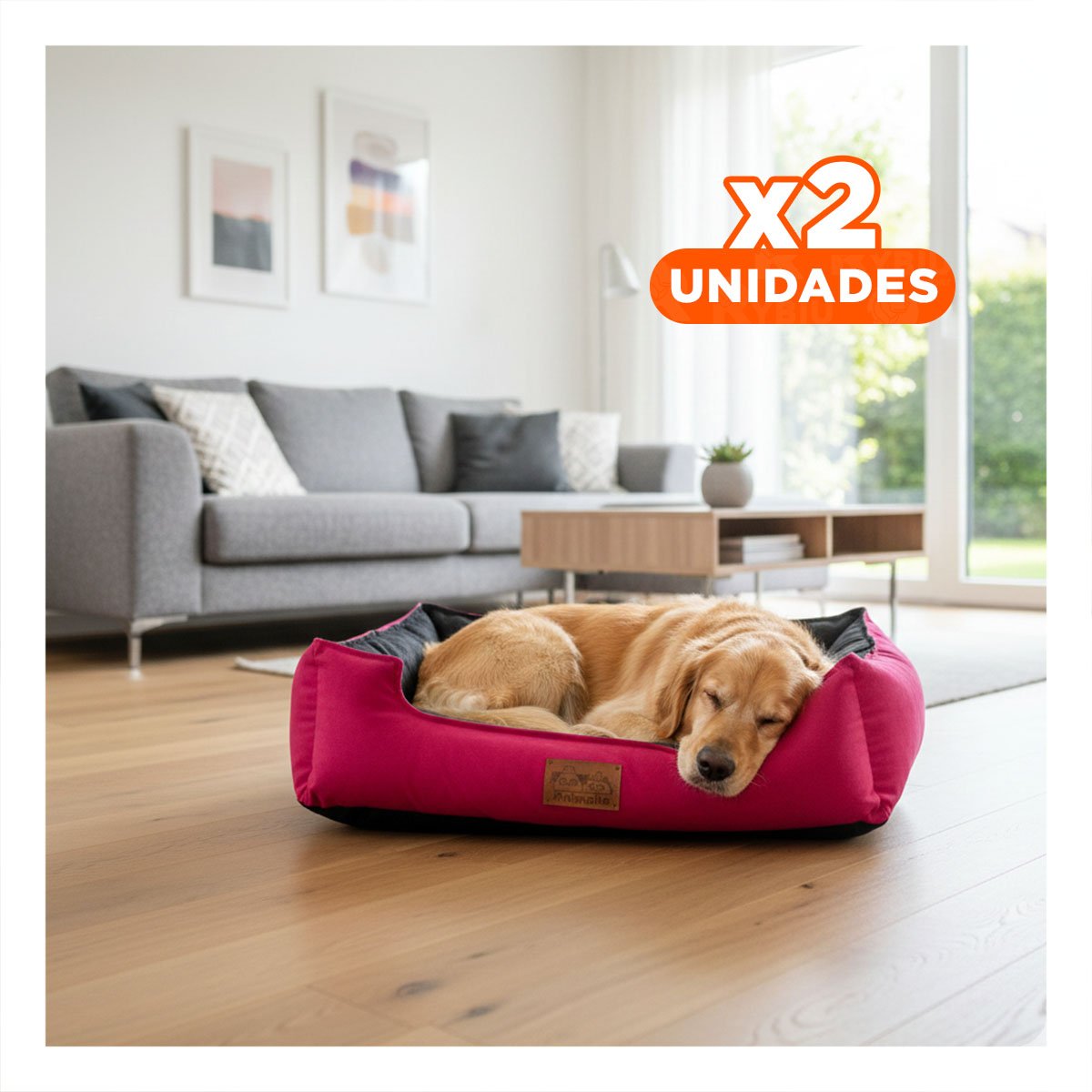 PACK2 DESCANSO FUCSIA PARA PERRO TALLA S CON CENTRO NEGRO Y+REGALO STICKER - 1