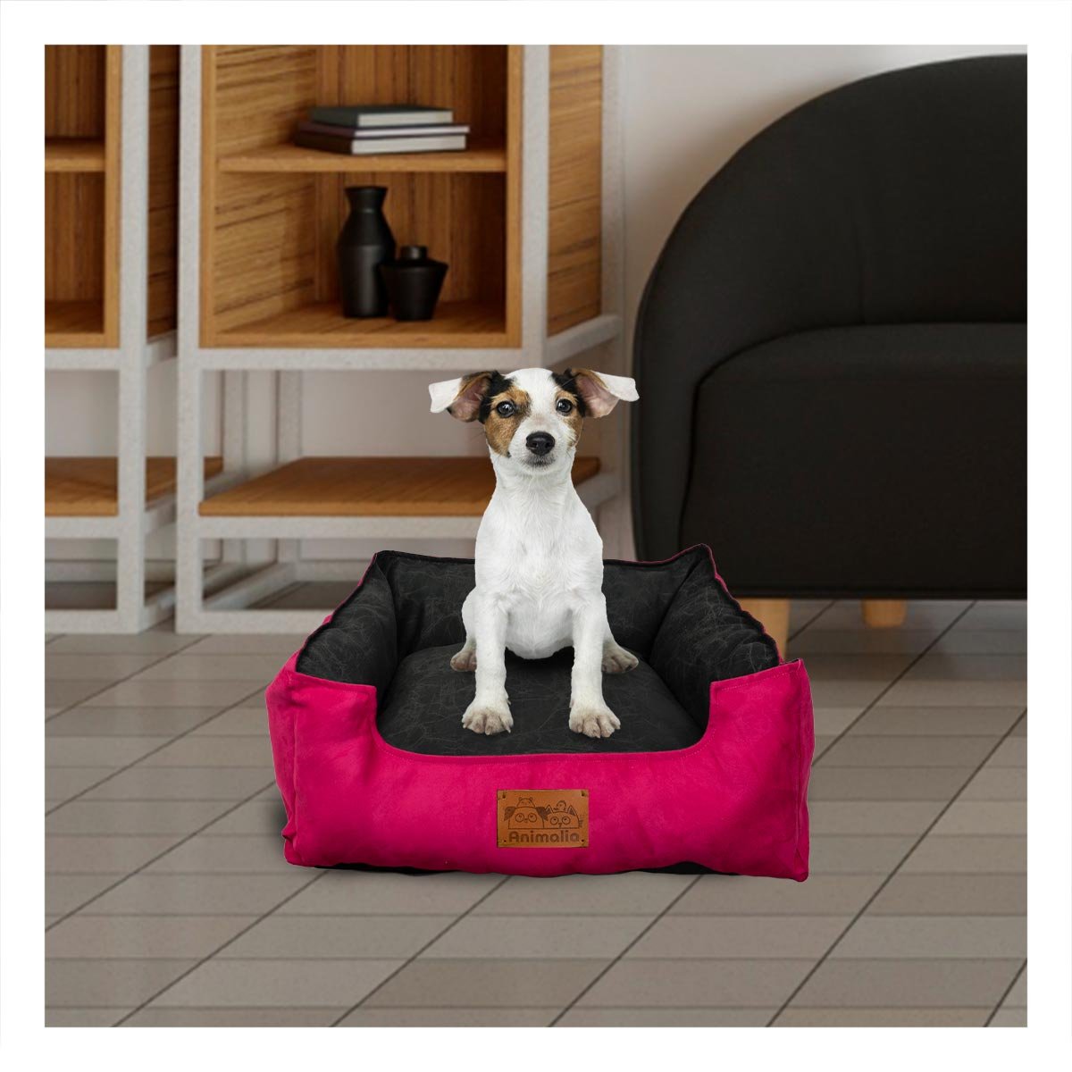 UNIDAD DE DESCANSO PARA PERRO TALLA S FUCSIA CENTRO NEGRO Y+REGALO STICKER - 5