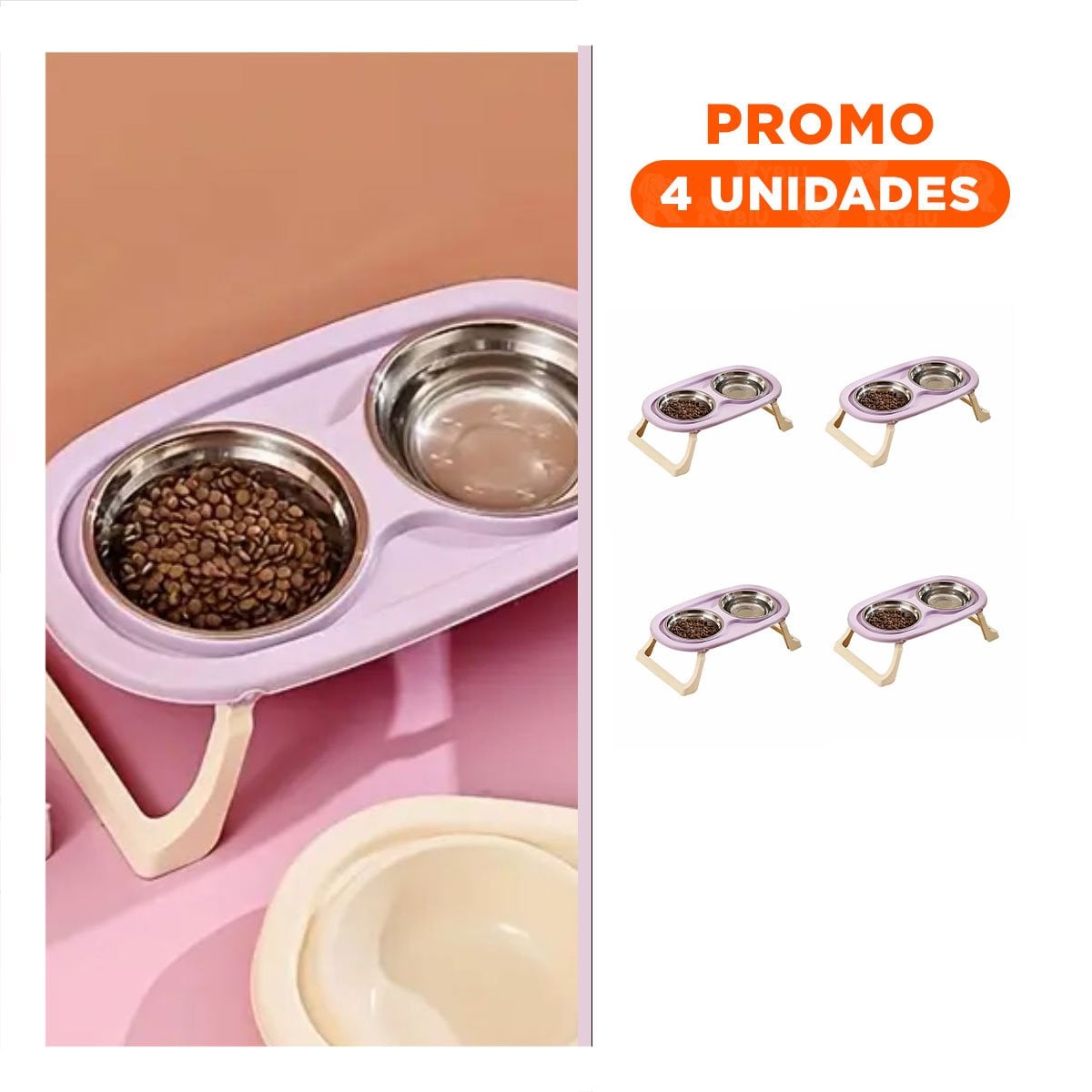 PACK4 PLATO PLEGABLE DOBLE EN COLOR LILA ELEVADO Y DESMONTABLE COMODO Y+REGALO STICKER - 1