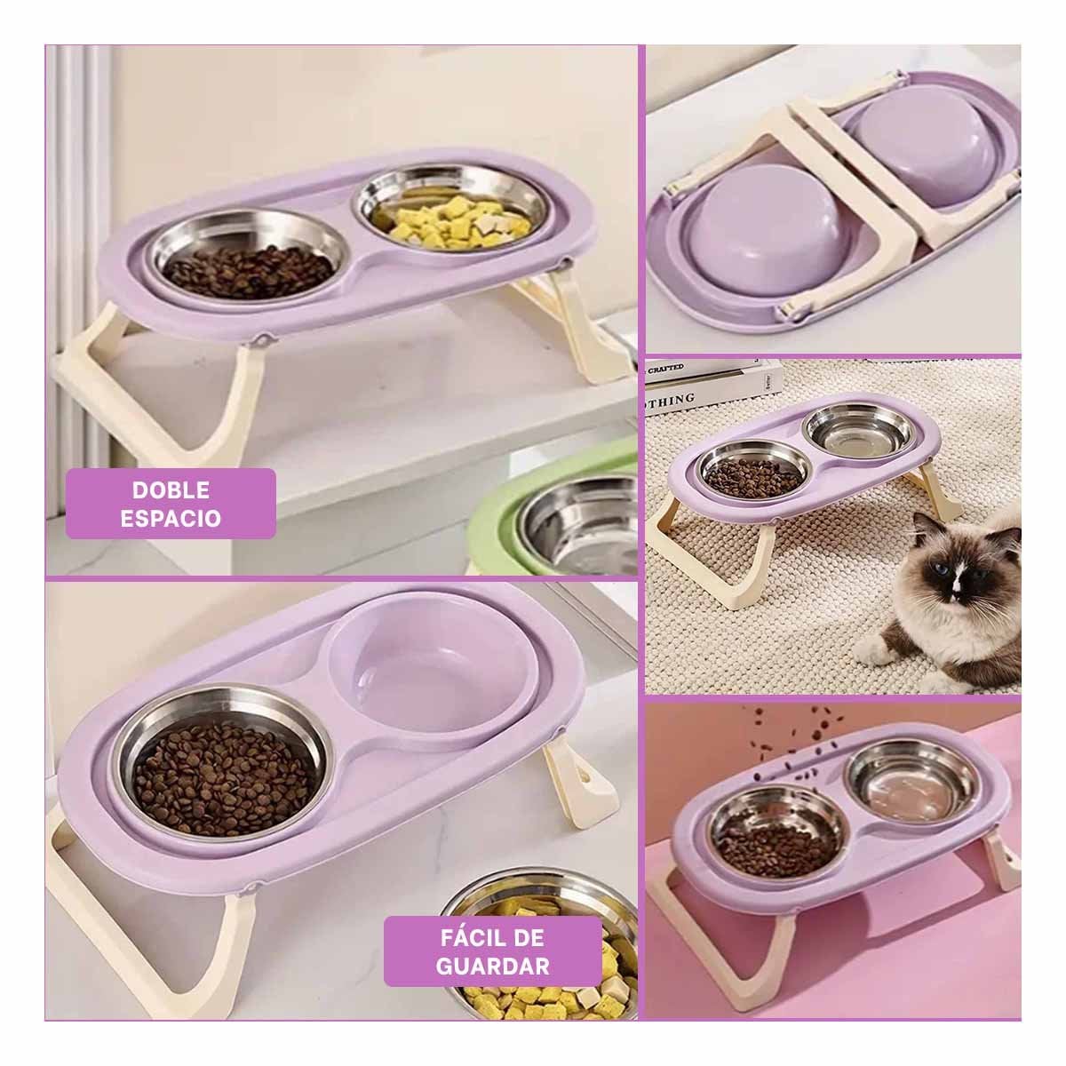 PACK4 PLATO PLEGABLE DOBLE EN COLOR LILA ELEVADO Y DESMONTABLE COMODO Y+REGALO STICKER - 2