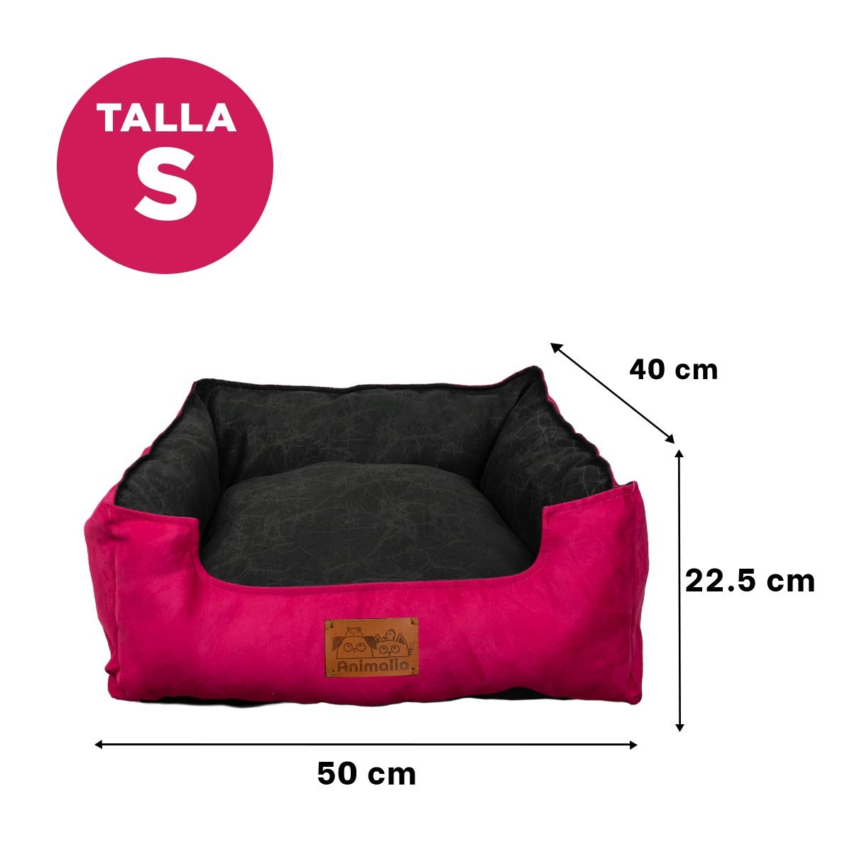 PACK2 ALMOHADON FUCSIA PARA PERRO TALLA S CON CENTRO NEGRO - 4