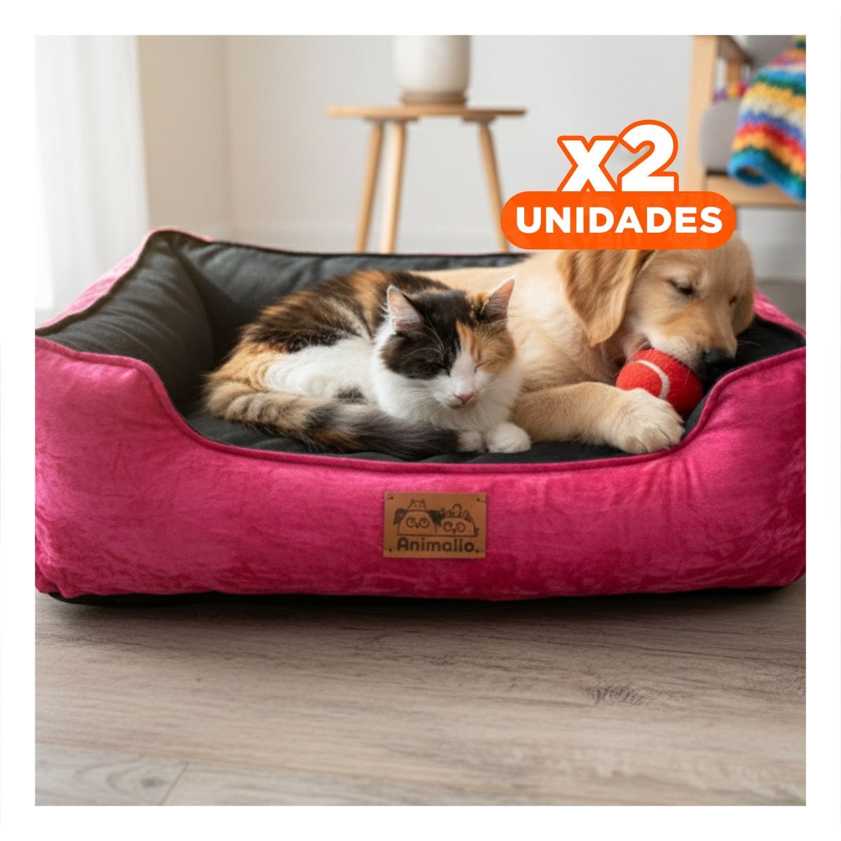 PACK2 DESCANSO FUCSIA PARA PERRO TALLA S CON CENTRO NEGRO Y+REGALO STICKER - 1