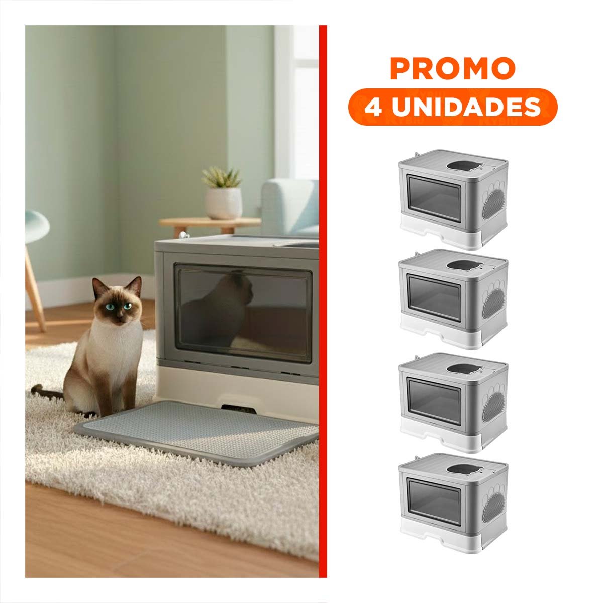PACK4 CAJA CON PALA CERNIDORA EN COLOR PLOMO Y BANDEJA EXTRAIBLE INTEGRADA Y+REGALO STICKER - 1