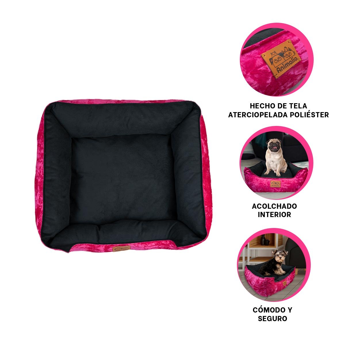 ESTRUCTURA ACOLCHADA PARA PERRO TALLA S FUCSIA CENTRO NEGRO - 3