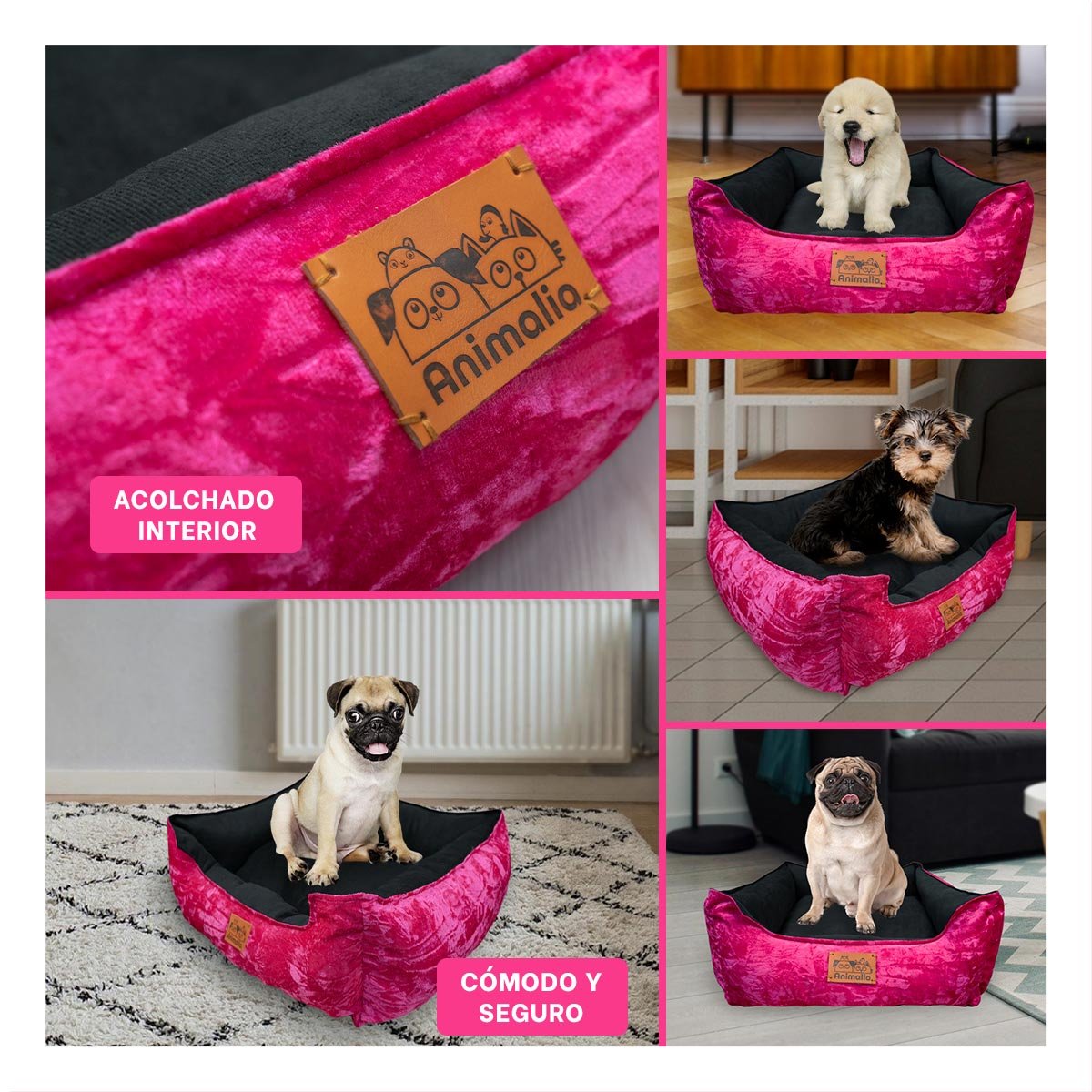 ESTRUCTURA ACOLCHADA PARA PERRO TALLA S FUCSIA CENTRO NEGRO - 5
