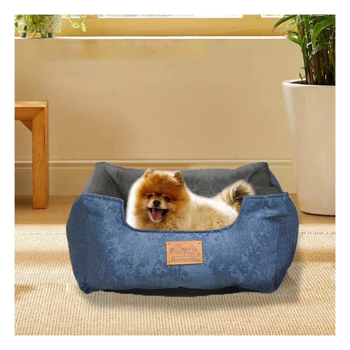 COLCHONETA CENTRO NEGRO PARA MASCOTAS Y EN COLOR AZUL LABRADO DE TALLA S COMODA Y+LIGAS REGALO - 1