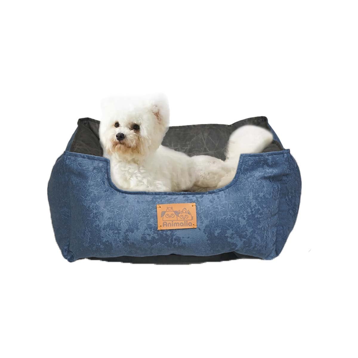 COLCHONETA CENTRO NEGRO PARA MASCOTAS Y EN COLOR AZUL LABRADO DE TALLA S COMODA Y+LIGAS REGALO - 3